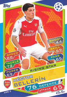 Hector Bellerin Arsenal 2016/17 Topps Match Attax CL Rising Star #ARS03